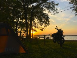 網走湖の夕日